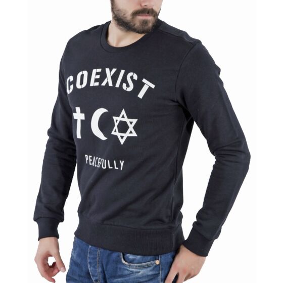 Red Bridge Herren Pullover Sweat Longsleeve Coexist Religion Weltfrieden Sweatshirt Schwarz