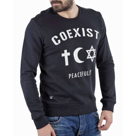 Red Bridge Herren Pullover Sweat Longsleeve Coexist Religion Weltfrieden Sweatshirt Schwarz