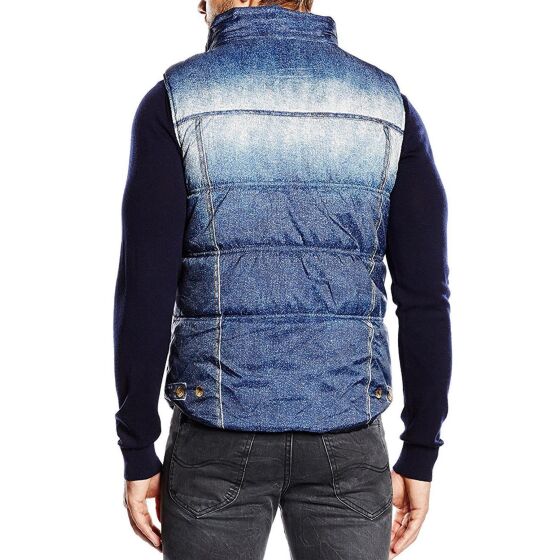 Red Bridge Herren Denim Jeans-Look Printmotiv Weste Jacke Blau