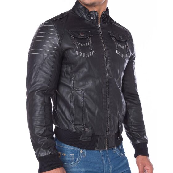 Red Bridge Mens Faux Leather Jacket Black