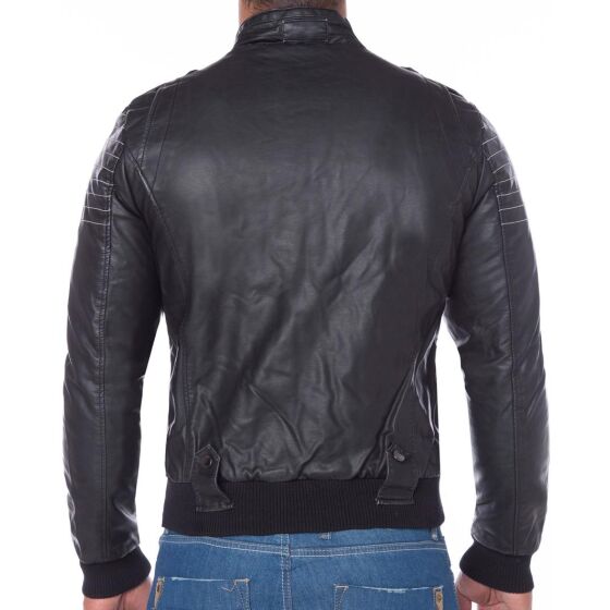 Red Bridge Mens Faux Leather Jacket Black