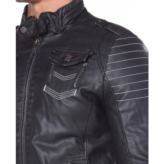 Red Bridge Mens Faux Leather Jacket Black