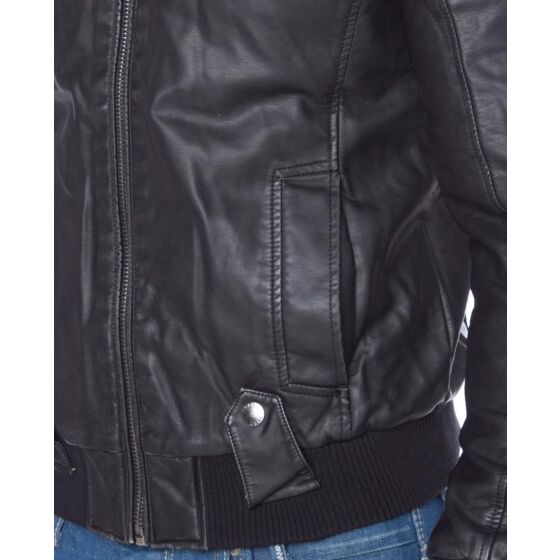 Red Bridge Mens Faux Leather Jacket Black