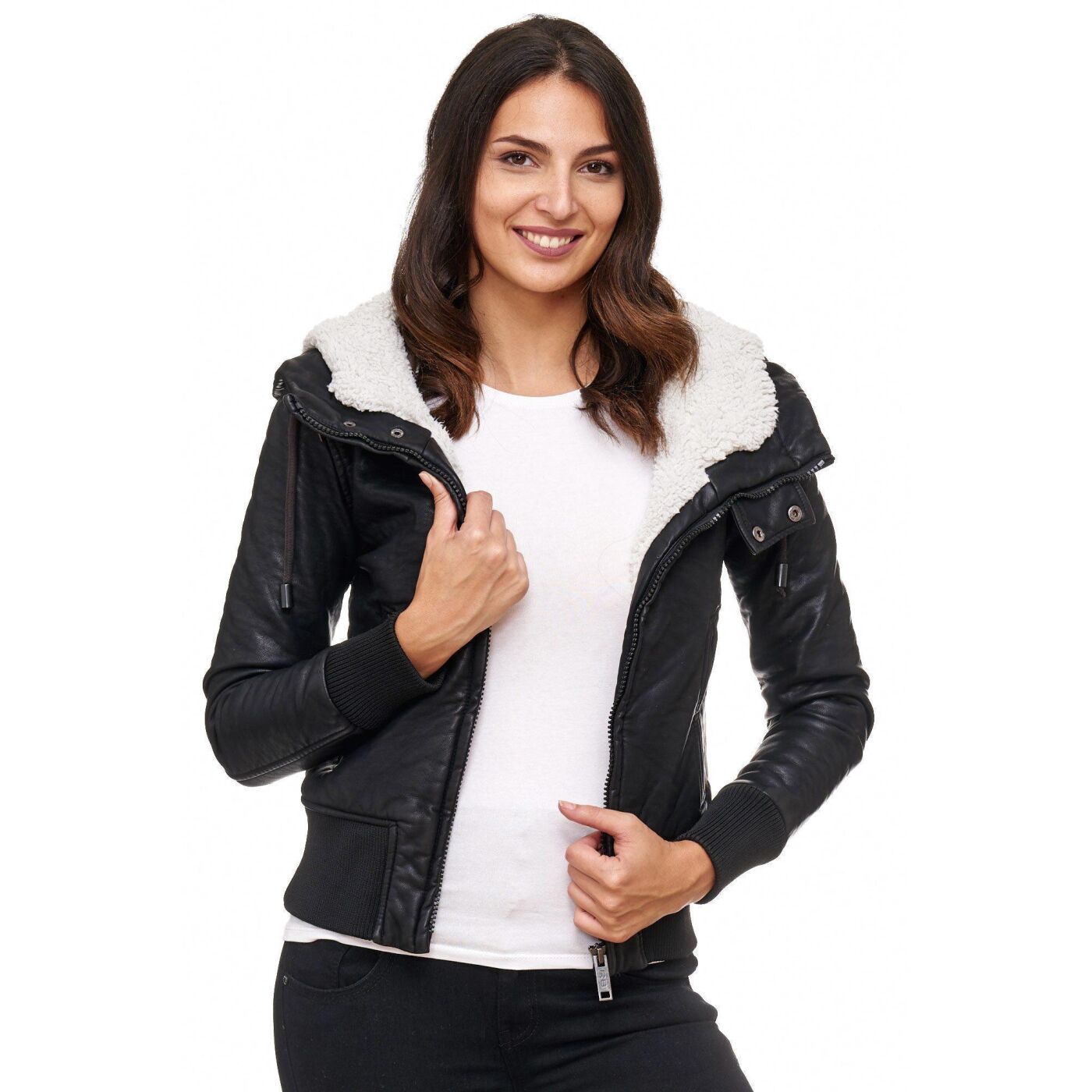 Red Bridge Damen Jacke Kunst Lederjacke gefüttert Schwarz R42460, 44,99