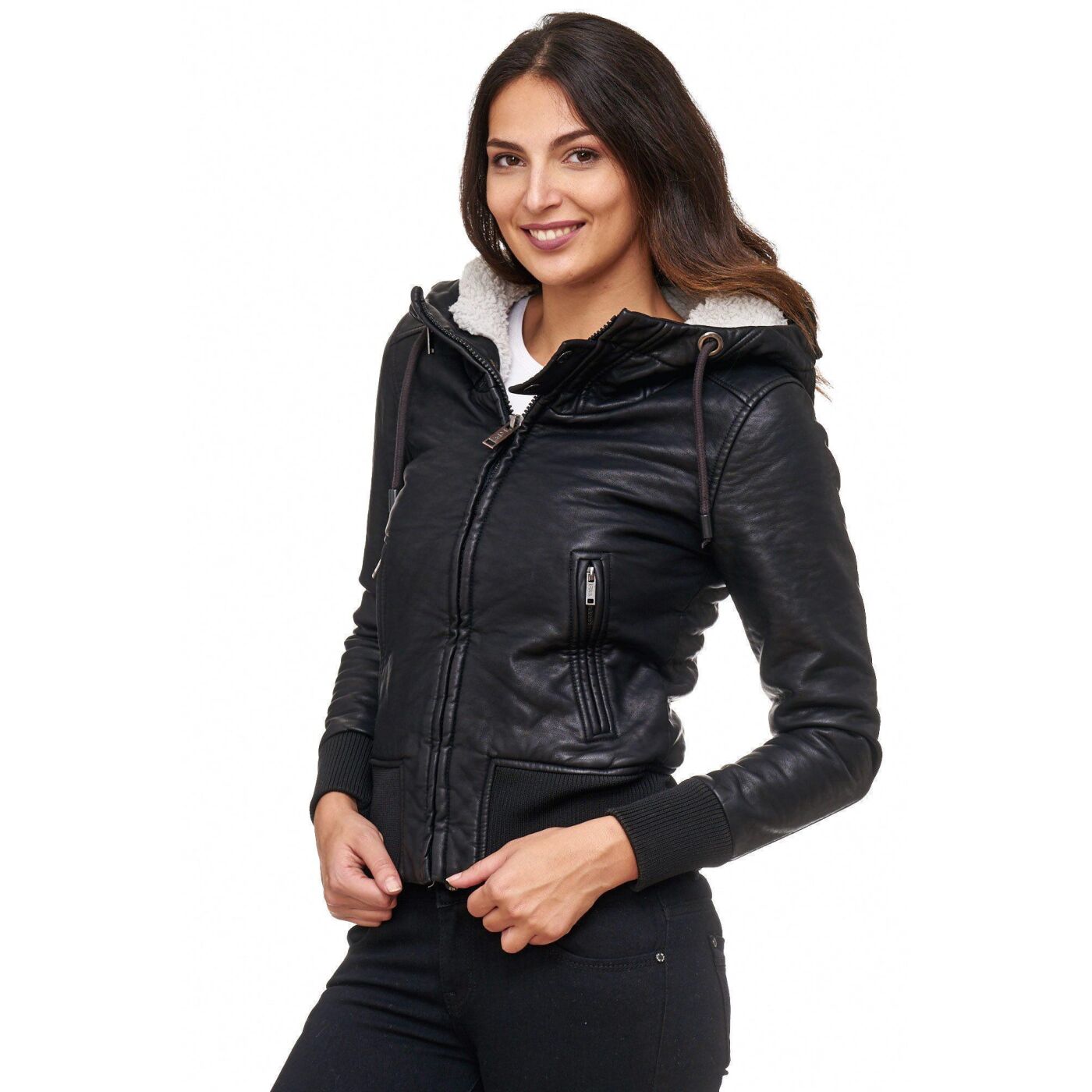 Red Bridge Damen Jacke Kunst Lederjacke gefüttert Schwarz, 44,9