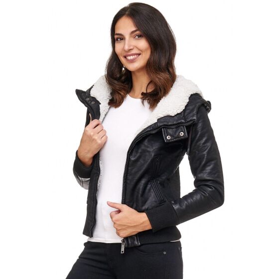 Red Bridge Ladies Jacket Faux Leather Jacket Lined Black