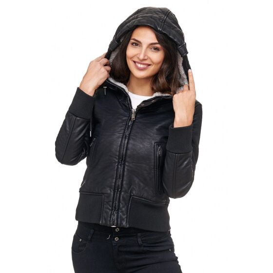 Red Bridge Ladies Jacket Faux Leather Jacket Lined Black