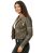 Red Bridge WoMens Biker Jacket Between-seasons jacket Faux leather jacket lined with khaki stand-up collar