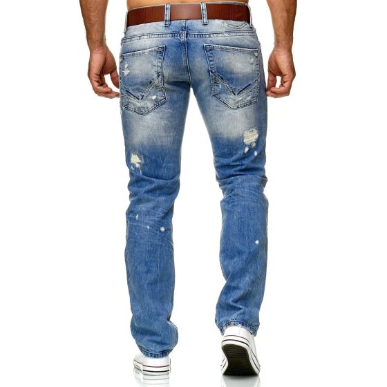 Mens ripped straight cut jeans
