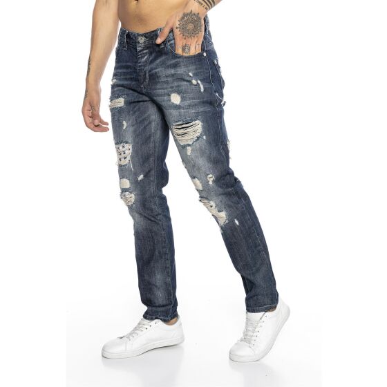 Mens ripped straight cut jeans