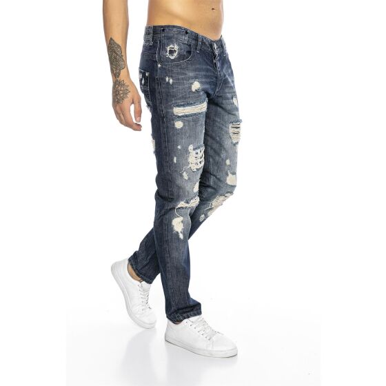 Mens ripped straight cut jeans