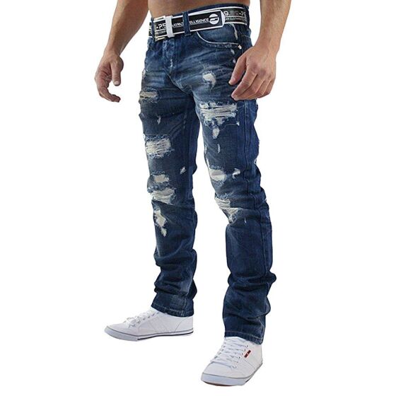 Mens ripped straight cut jeans