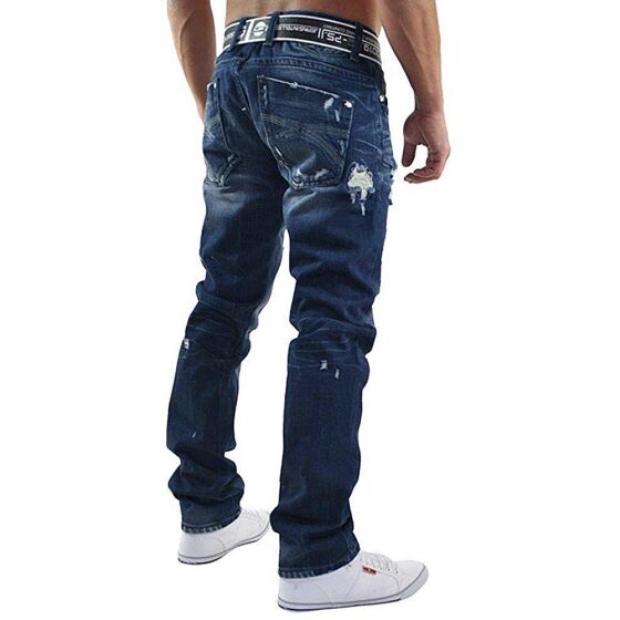 Mens ripped straight cut jeans