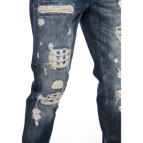 Mens ripped straight cut jeans