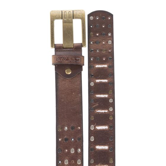 Red Bridge Mens Belt Studded genuine leather brown leather belt with rivets