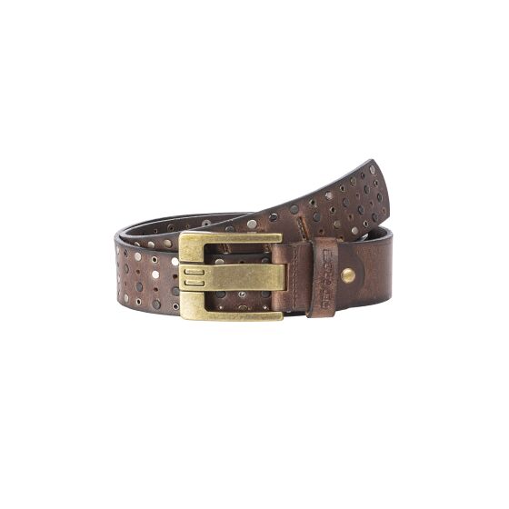 Red Bridge Mens Belt Studded genuine leather brown leather belt with rivets