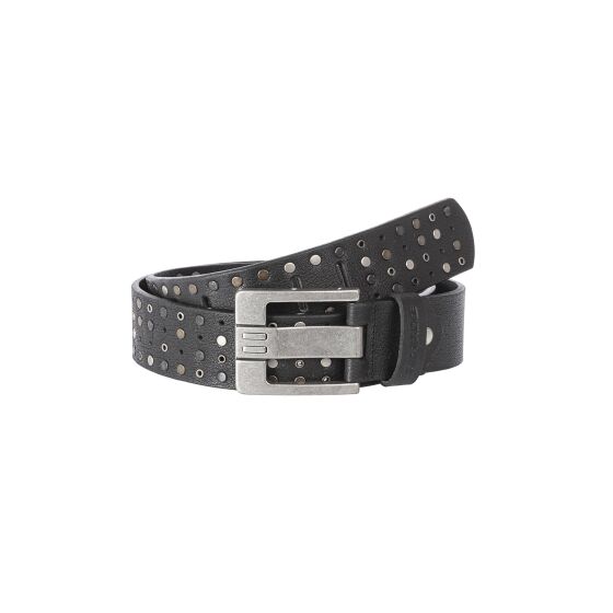 Red Bridge Mens Belt Studded Genuine Leather Black Leather Belt with Studs