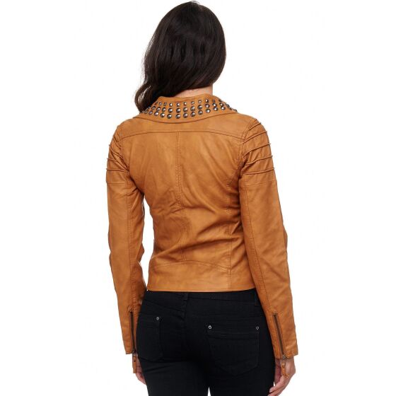 Red Bridge woMens artificial leather jacket Transitional jacket with rivets Camel