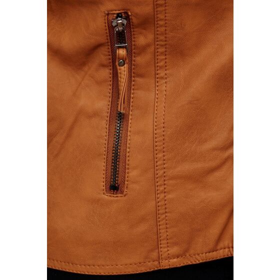 Red Bridge woMens artificial leather jacket Transitional jacket with rivets Camel