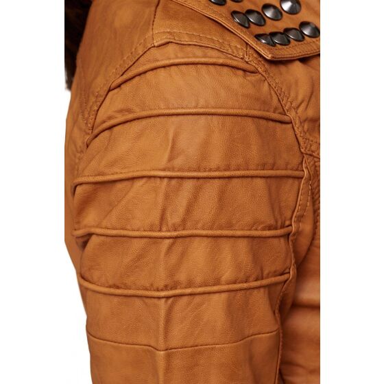 Red Bridge woMens artificial leather jacket Transitional jacket with rivets Camel