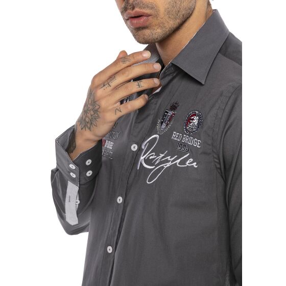 Red Bridge Mens R-Style Design Regular Fit Long Sleeve Shirt Gray 4XL