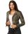 Red Bridge WoMens Biker Jacket Transition jacket Faux leather jacket lined with stand-up collar Khaki XS