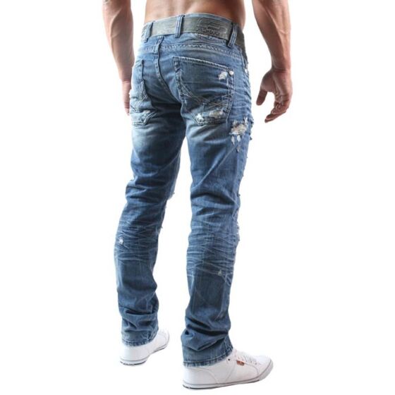 Mens ripped straight cut jeans