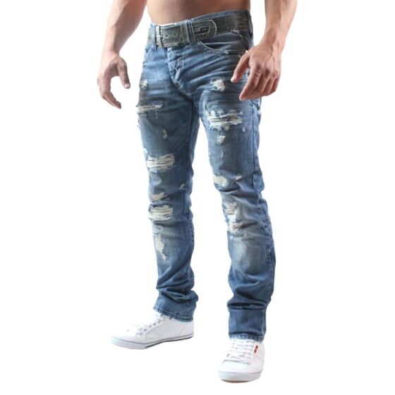 Mens ripped straight cut jeans