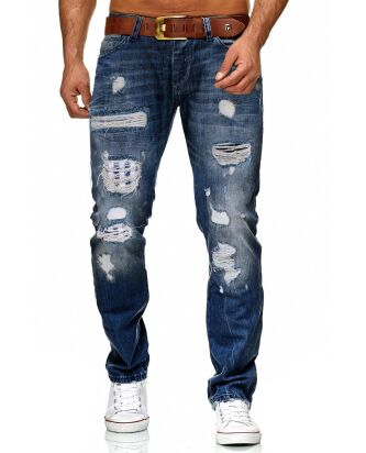 Mens ripped straight cut jeans