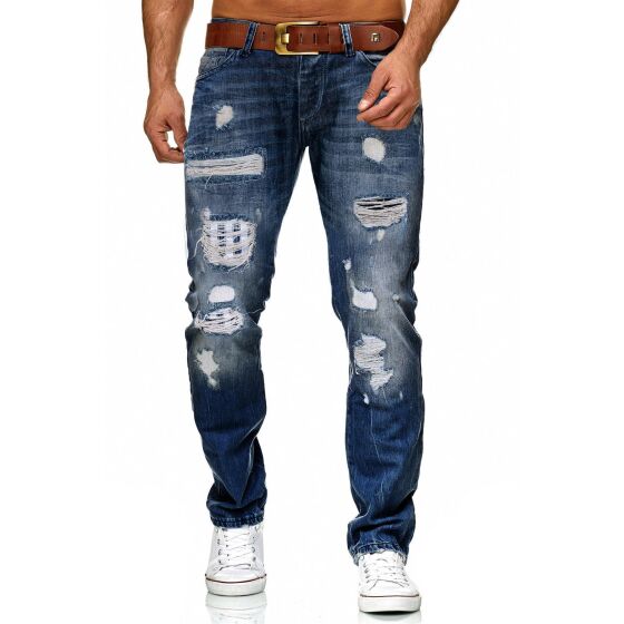 Mens ripped straight cut jeans