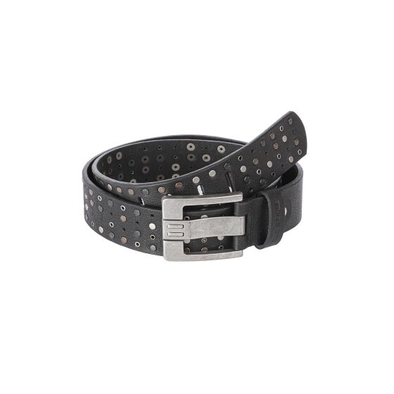 Red Bridge Mens Belt Studded Genuine Leather Black Leather Belt with Rivets 100