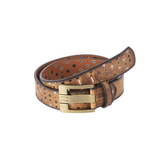 Red Bridge Herren Gürtel Studded Echtleder Ledergürtel Tobacco Braun mit Nieten 100