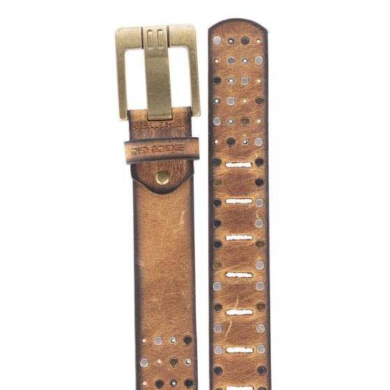 Red Bridge Herren Gürtel Studded Echtleder Ledergürtel Tobacco Braun mit Nieten 100