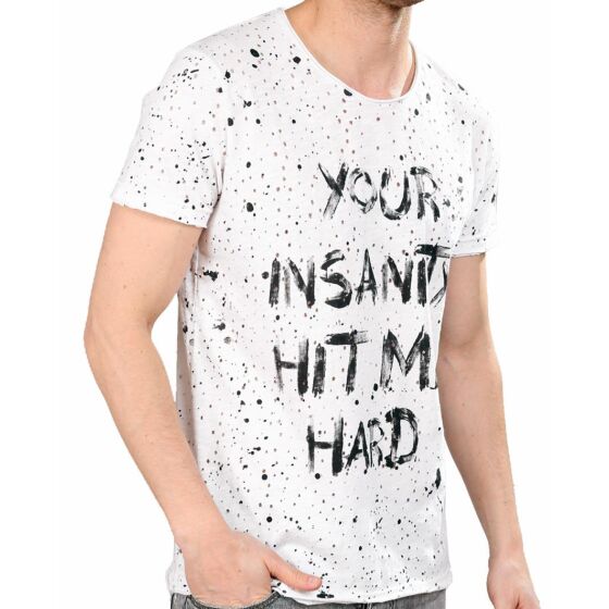 Red Bridge Herren T-Shirt Insanity Spots mit Löchern Weiß