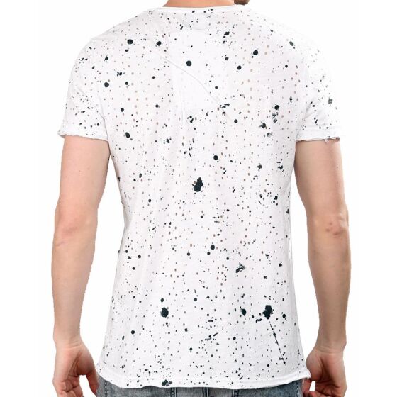 Red Bridge Herren T-Shirt Insanity Spots mit Löchern Weiß