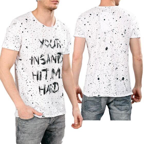 Red Bridge Herren T-Shirt Insanity Spots mit Löchern Weiß