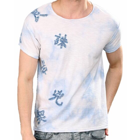 Red Bridge Herren T-Shirt Literal Sky Marmor-Look Weiß