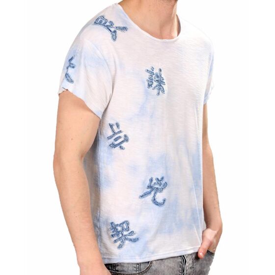 Red Bridge Herren T-Shirt Literal Sky Marmor-Look Weiß