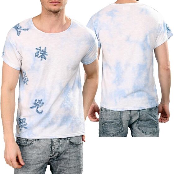 Red Bridge Herren T-Shirt Literal Sky Marmor-Look Weiß