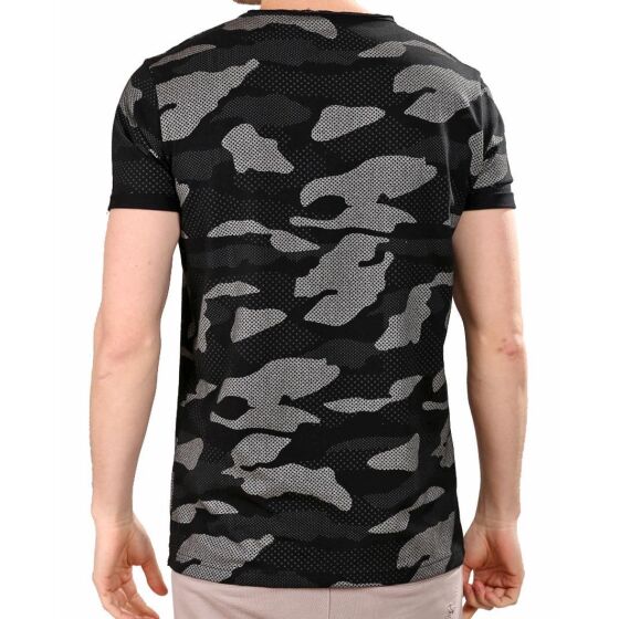 Red Bridge Mens T-Shirt Contrast Effect Camouflage Pixel Black