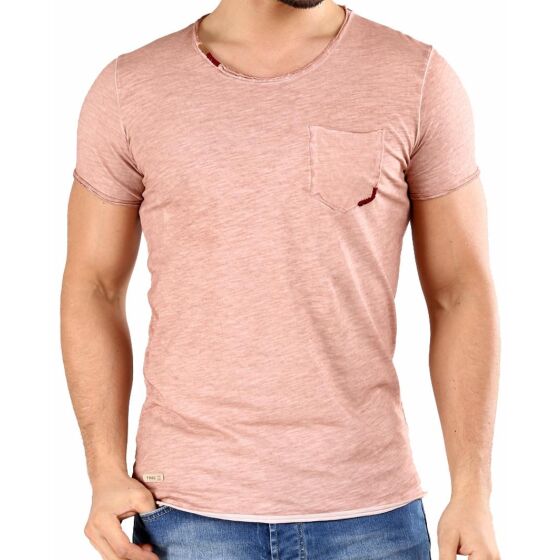 Red Bridge Mens Thread Detail T-Shirt with Salmon Chest Pocket