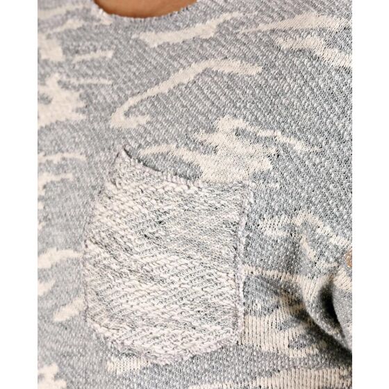 Red Bridge Mens Knitted T-Shirt Camouflage Coarse Structure Grey