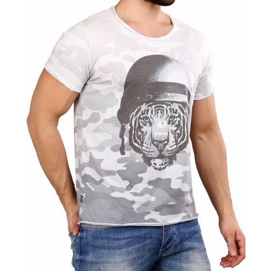 Red Bridge Herren T-Shirt Wild Tiger Camouflage Grau