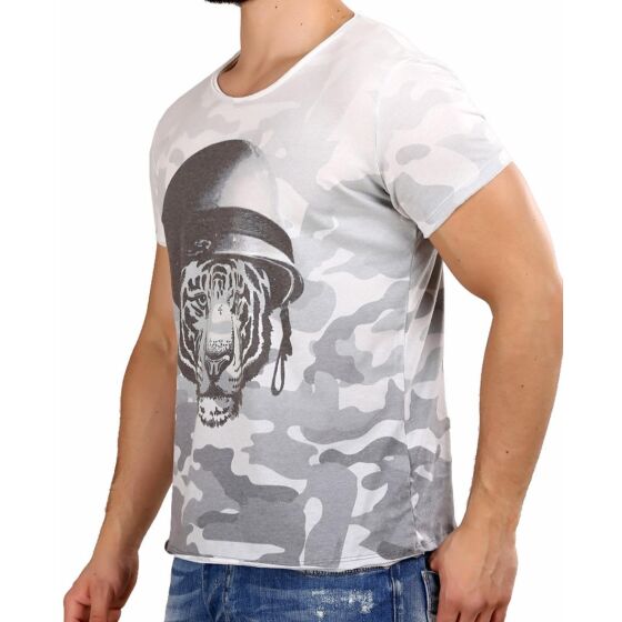 Red Bridge Herren T-Shirt Wild Tiger Camouflage Grau