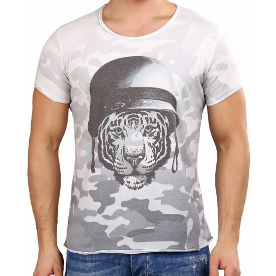 Red Bridge Herren T-Shirt Wild Tiger Camouflage Grau XL