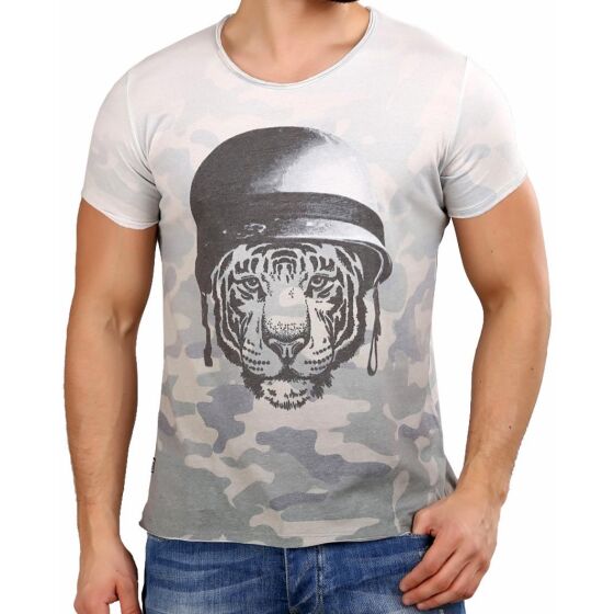 Red Bridge Mens Wild Tiger Camouflage Khaki T-Shirt