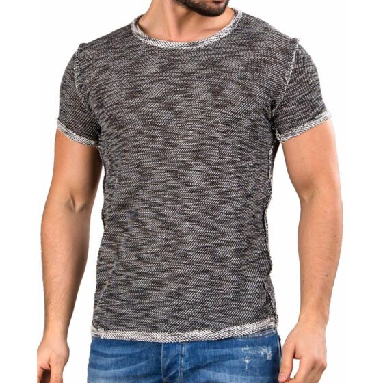 Red Bridge Mens External Three Ply Chunky Knit T-Shirt Black