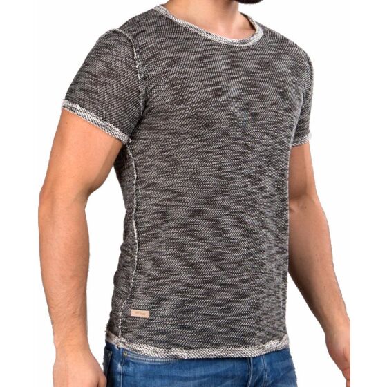 Red Bridge Mens External Three Ply Chunky Knit T-Shirt Black