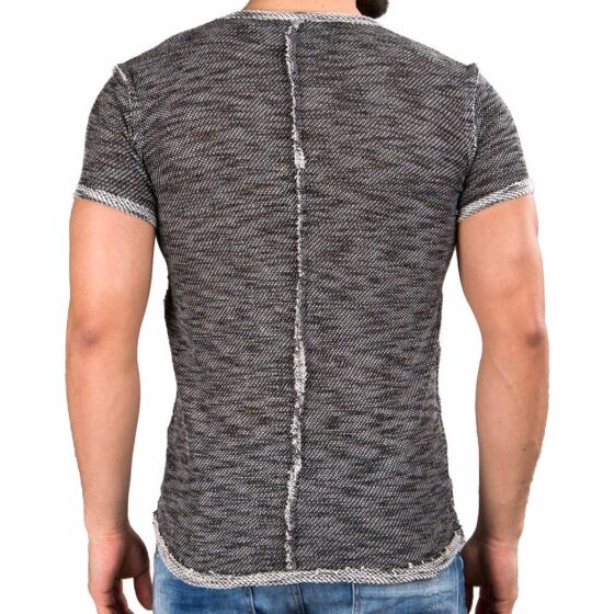 Red Bridge Mens External Three Ply Chunky Knit T-Shirt Black