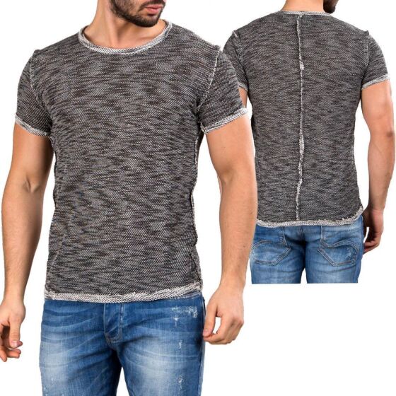 Red Bridge Mens External Three Ply Chunky Knit T-Shirt Black